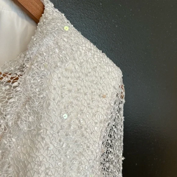 Frank Usher size 12 sequin lace effect blazer NWOT shoulder pads! Fits smaller!! - Picture 4 of 16